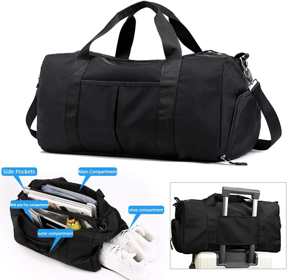 gym bag with shoe compartment and yoga mat holder