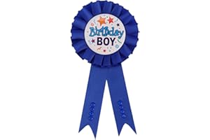 Ribbon Birthday Boy Pin, Blue Birthday Button Badge Party Corsage Brooch Accessories for Men Party Decorations Gifts (Blue)