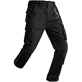 Men's Fleece Lined Hiking Cargo Pants,Winter Insulated Work Pants Mens Tactical Warming Trousers Snow Ski Safari(No Belt)