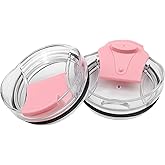 dscvr 2 Pcs Tumbler Replacement Lid Spill Proof, Shatter Resistant, Perfect Fit Lids Compatible with YETI Rambler, Ozark Trails,Fits Inside Diameter of 3.75 inch Tumbler (30 oz., Pink)