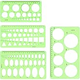 4 Pcs Drawing Template Drafting Stencil Ruler Circle and Oval Templates Plastic Drawing Measuring Rulers Geometric Drawings Stencils for Office and School Building Formwork Drafting Tool (Green)