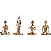 Leekung Yoga Statue Meditation Zen Decor - Yoga Statues for Home Decor,Small Yoga Figurines for Spiritual Room Decorations,Set of 4 Yoga Pose Statue Shelf Decor Accents Gold Color