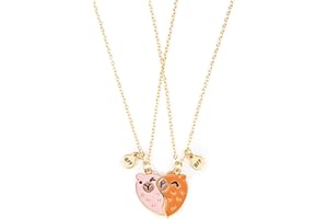 GAUEIOUR 2pcs Capybara Friendship Necklaces Set, Best Friends Cartoon Split Heart Capybara BFF Alloy Matching Necklaces Penda