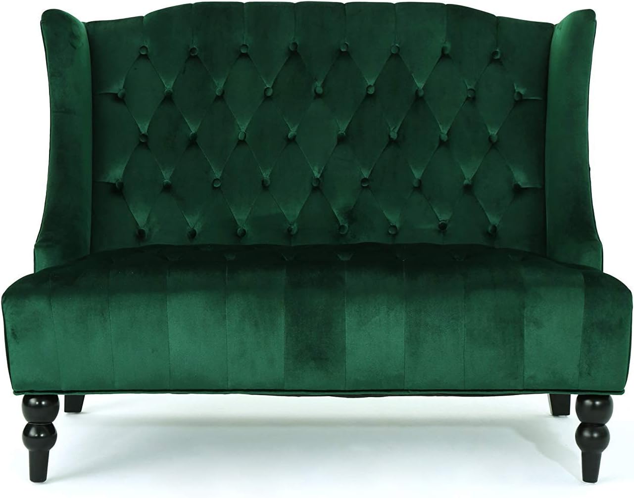 Amazon Com Contemporary Wingback Loveseat Tufted Velvet Fabric