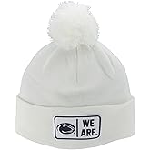 ZHATS NCAA Unisex-Adult NCAA Officially Licensed Pom Beanie Patch Defer White