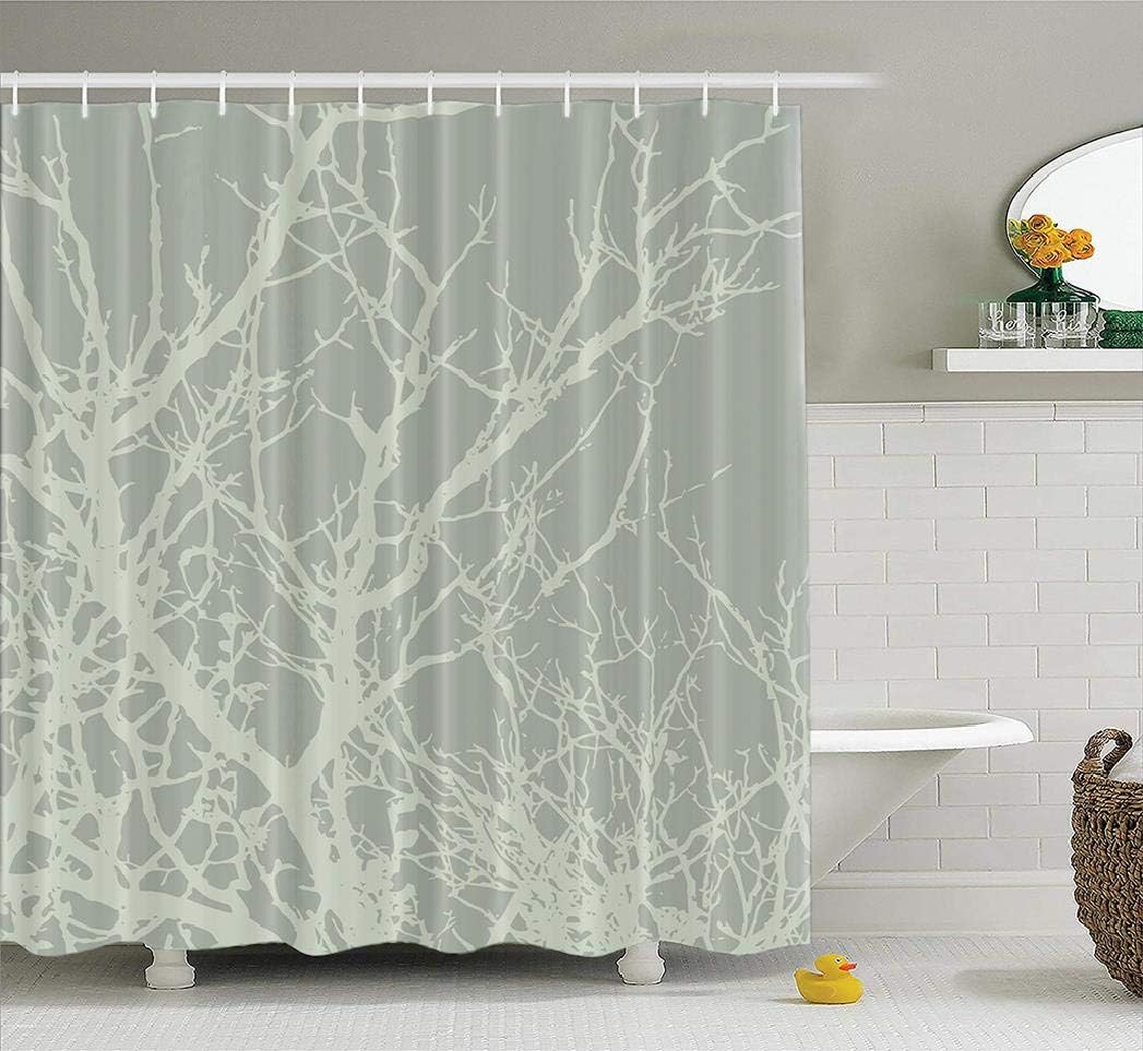 Hdmly Grey Tree Vector Shower Curtain,HdmlyTexture Trees Tree Branches Abstract Air