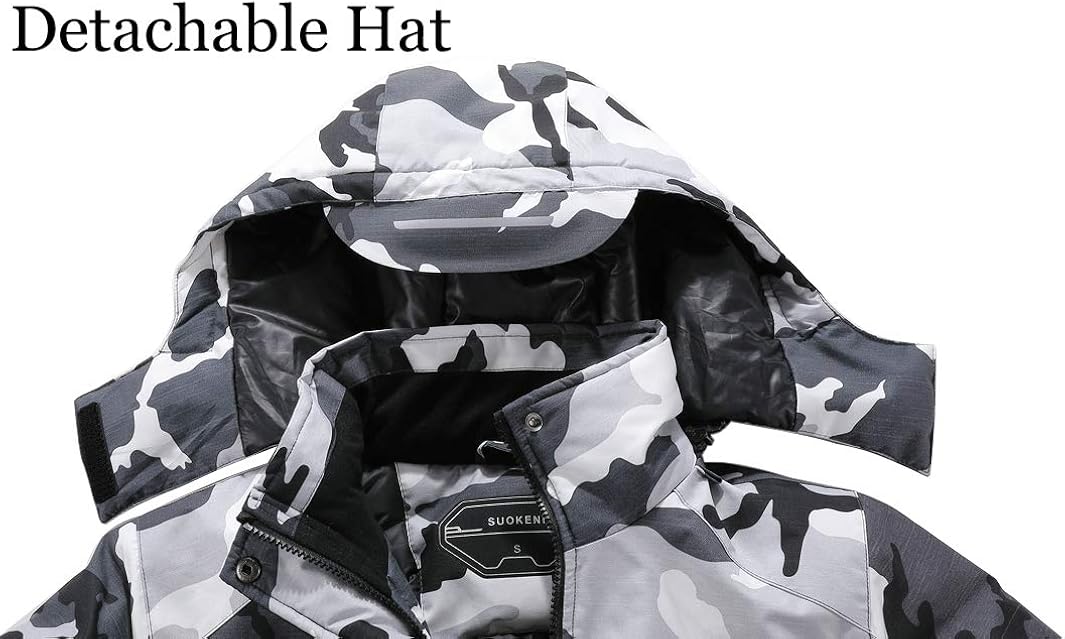 Men's Waterproof Ski Jacket Warm Winter Snow Coat Hooded Raincoat: Clothing