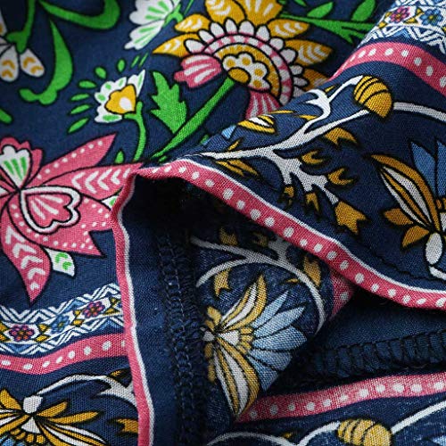 CCatyam Plus Size Dress for Women, Sleeveless V Neck Boho Print Backless Sexy Loose Mini Beach Fashion Blue