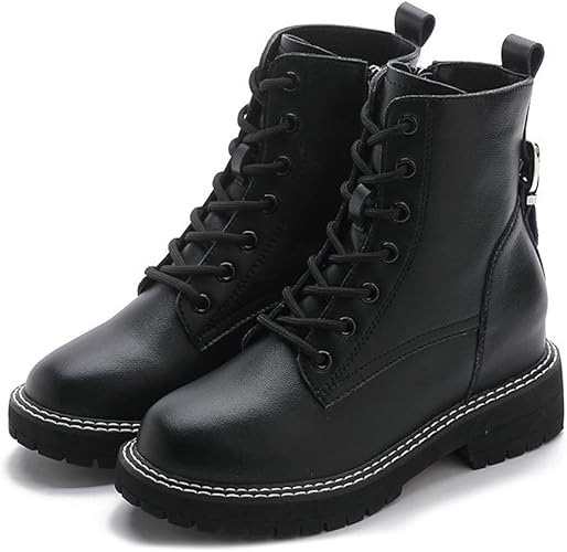 Amazon Goomix レースアップブーツ 編み上げブーツ レディース サイドファスナー インヒール 厚底 ストーム ミドルブーツ ブーツ ブーティ
