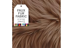 FABRICLA Faux Fur Fabric by The Yard - Artificial Craft Fur - 18" X 60" Inch Wide - Fur Fabric for Craft Supply, DIY Furry Plush Projects, Sewing, Material, Decoration, Upholstery, Light Brown, Half Yard
