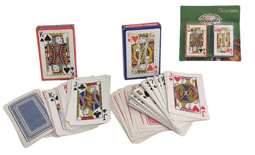 Generico Playing Cards Set 2 Decks Poker Cards Black Jack Cards Rummy Cards Scale Cards 40 Playng Cards Plastified Cards Burraco Cards, 2 Decks of 54 Cards, 108 Cards