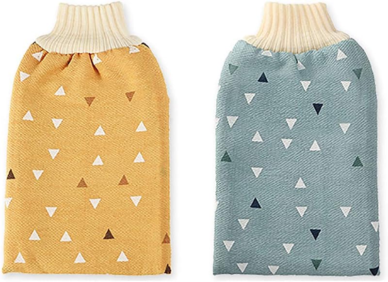 Omenluck 2Pcs Shower Gloves Rubbing Towel Back Brush Scrubber Bathing Sponges