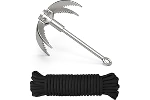 MHDMAG Grappling Hook, Anchor Hook with 4-Claw Folding Stainless Steel Hooks for Anchor Retrieving, Outdoor Hiking, Tree Limb Removal,Water Lifting Salvage
