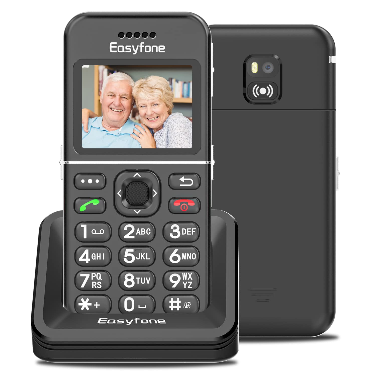 Easyfone T100 4G Big Button Easy-to-Use Cell Phone, 2.0'' HD Display, Clear Sound, SOS Button, SIM Card Included, 1500mAh Battery with a Charging Dock, FCC Certified
