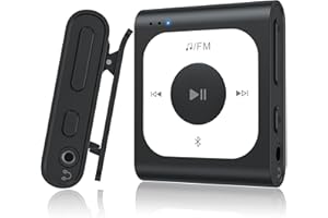 AGPTEK 64GB Clip MP3 Player with Bluetooth, A53PL Portable Music Player with FM Radio, Shuffle, No Phone Needed, for Sports(Black)