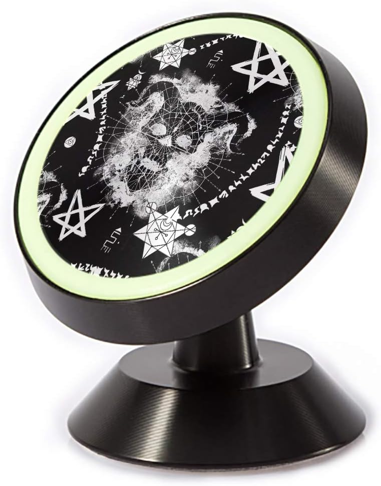 Tinmun Magnetic Phone Car Mount, Devil Skull Mysterious Symbols Pentagram Universal Car Phone Holder for Dashboard