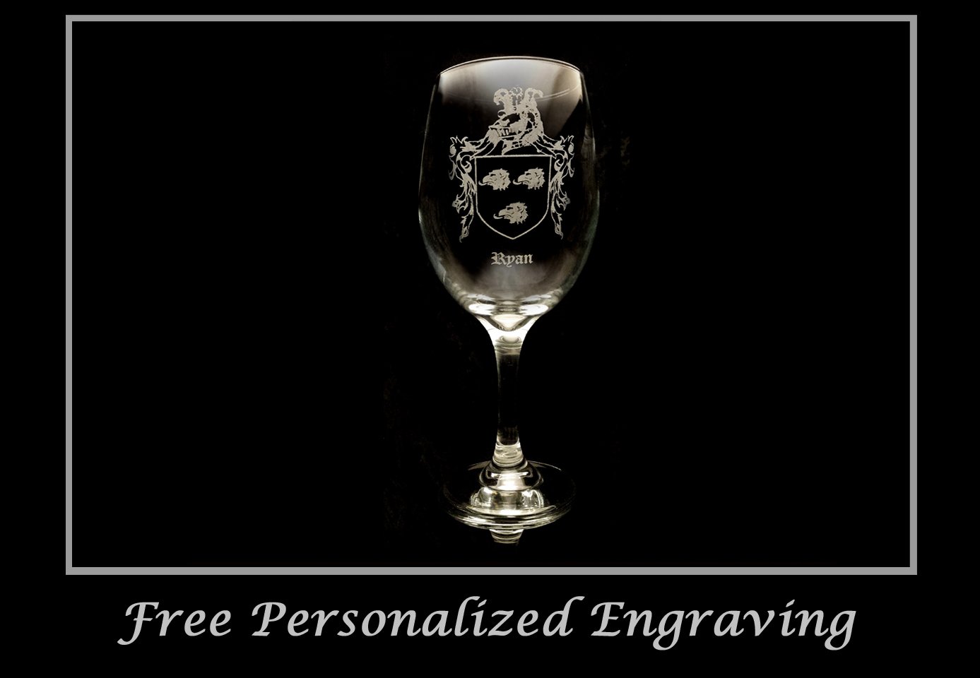 Amazon Com Ryan Family Irish Coat Of Arms Clear Wine Glass 18oz