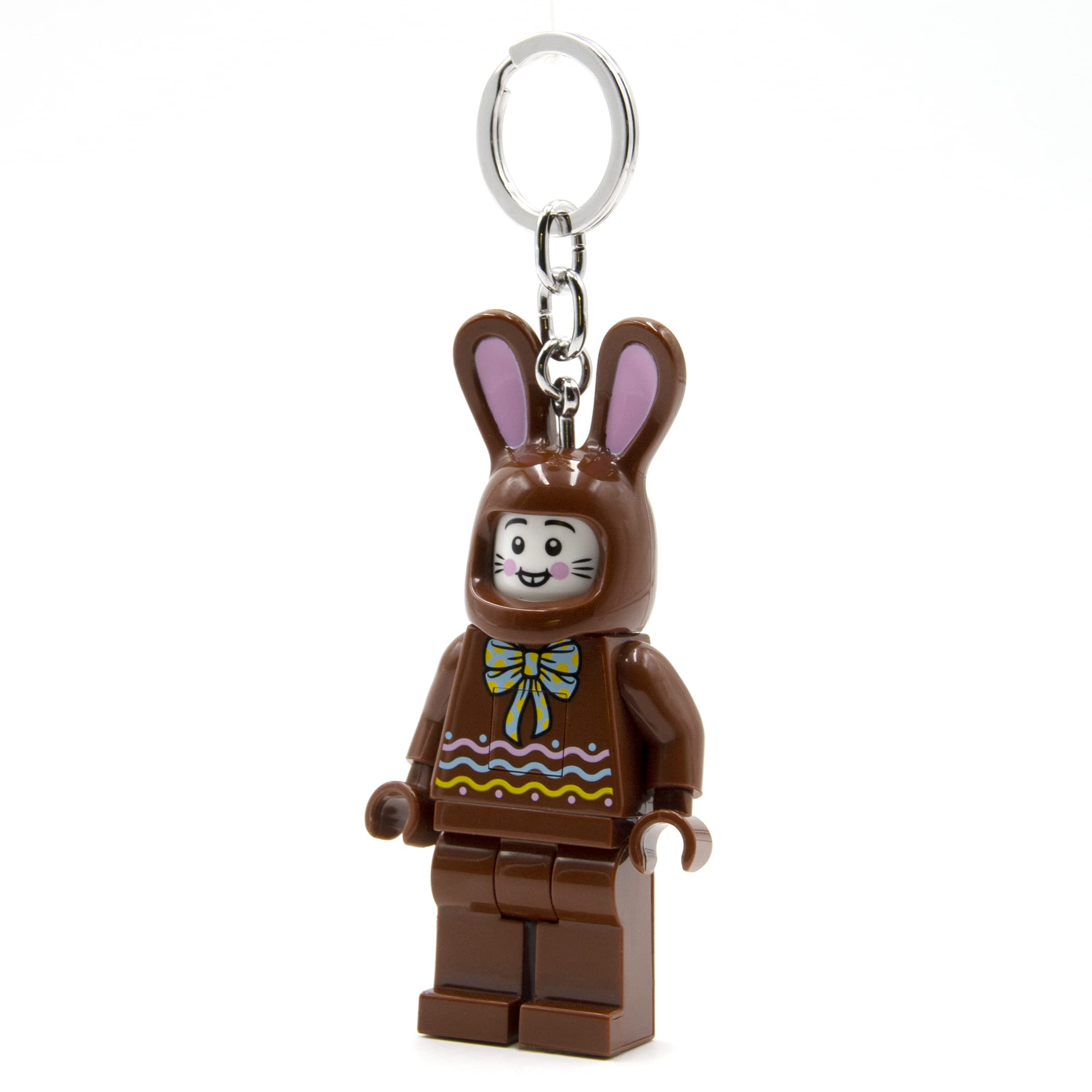 IQ LEGO Minifigure Large 3 Inch Tall Figure Keychain Light - Chocolate Bunny (KE180H), Easter basket stuffer