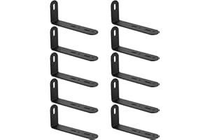 SYBDXJ 10 Pcs Adjustable Right Angle Brackets, L Brackets for Wood, Black L Brackets for Shelves Brackets with Slots, L-shape Corner Braces, Mounting Support Brackets for Fixing Furniture, 4.37x2.04x1"