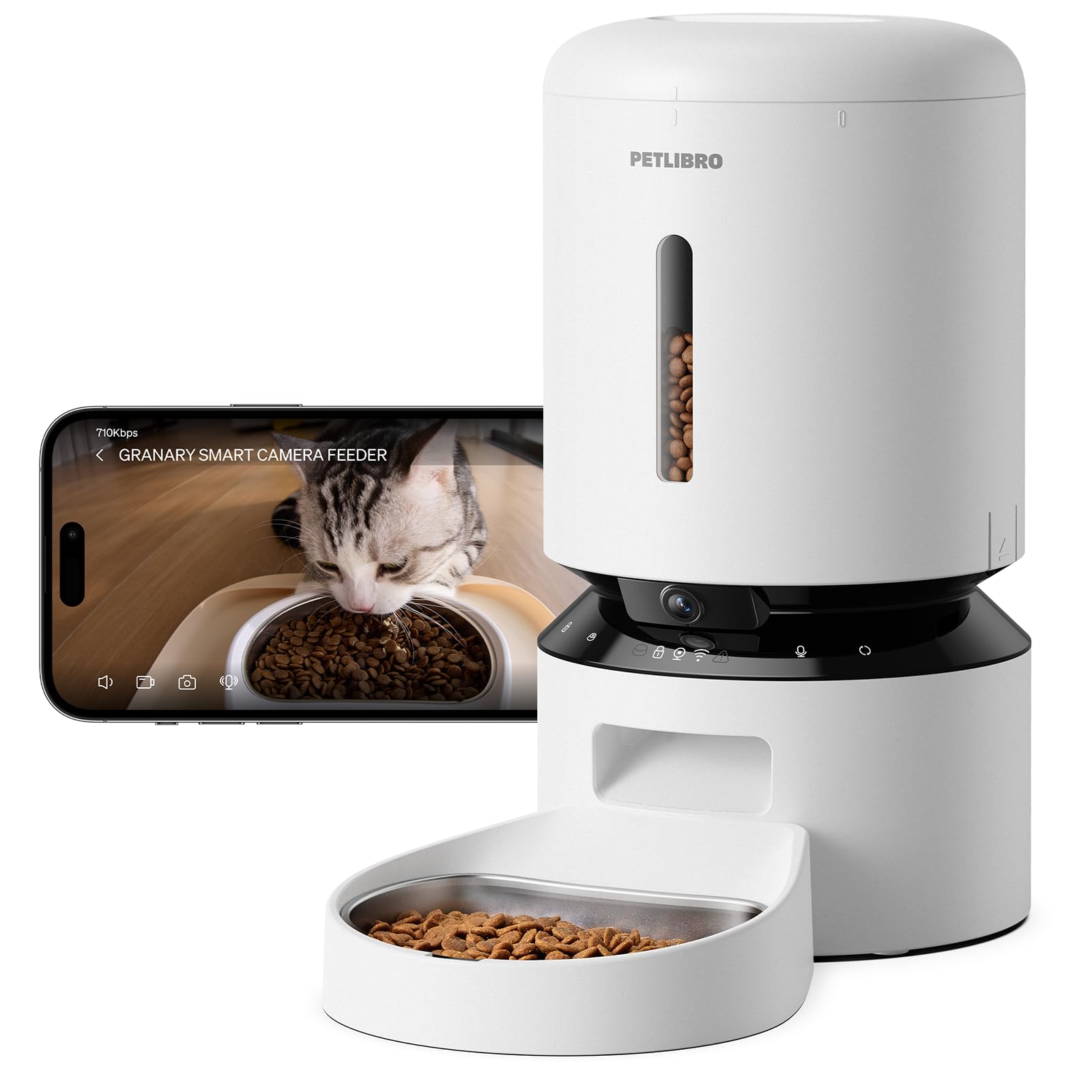 Photo 1 of PETLIBRO Automatic Cat Feeder with Camera, 1080P HD Video with Night Vision, 5G WiFi Pet Feeder with 2-Way Audio, Low Food & Blockage Sensor, Motion & Sound Alerts for Cat & Dog Single Tray