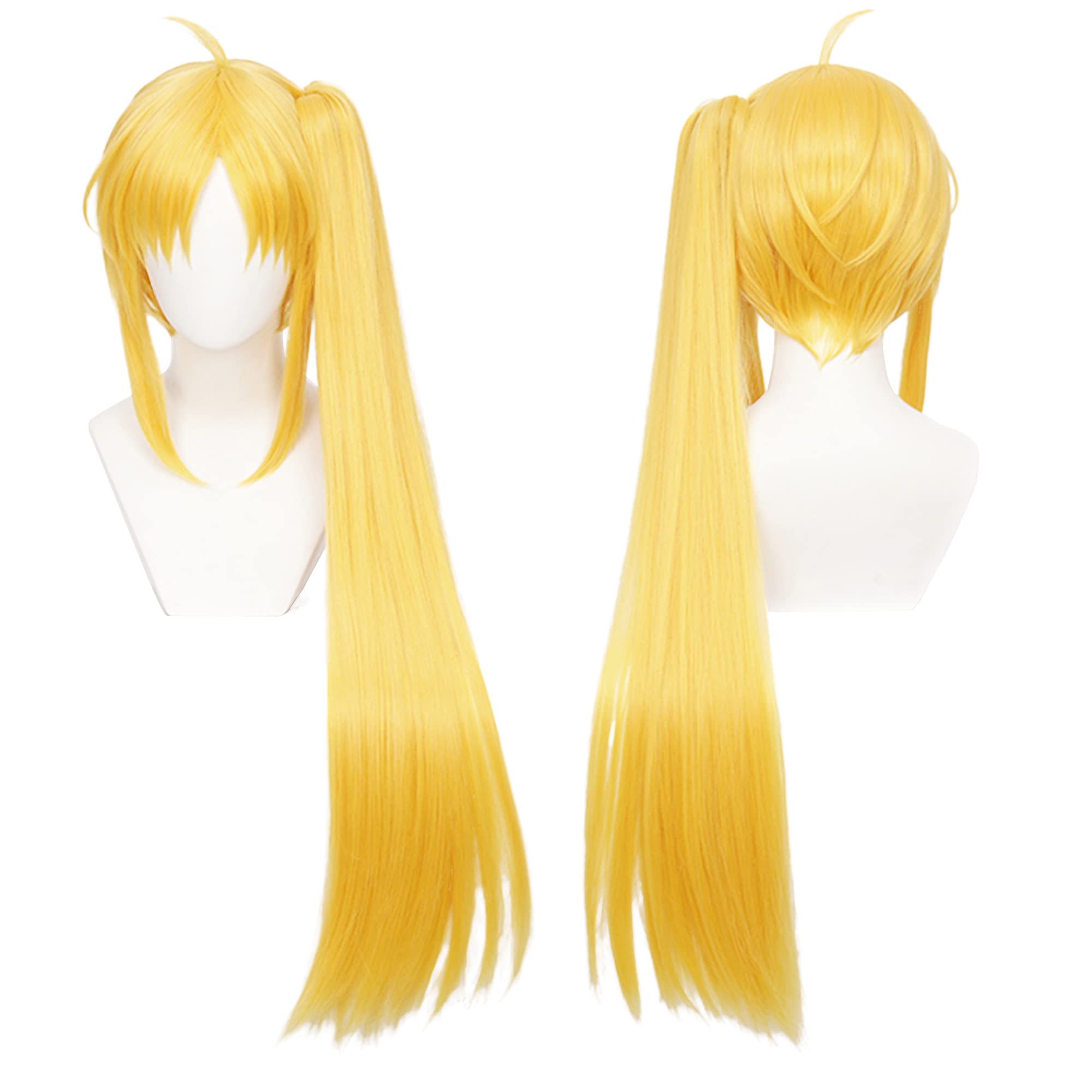 Nijika Ijichi Wig Yellow Tiger Clip Side Ponytail Straight Cosplay Wig with Bangs for Women Halloween Cos Anime Party Comic Con