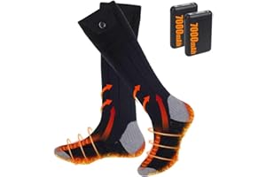 7000mAh Heated Socks for Men Women - Rechargeable Battery with 4 Heating Levels, 360° Full-Foot Electric Heated Socks Washabl