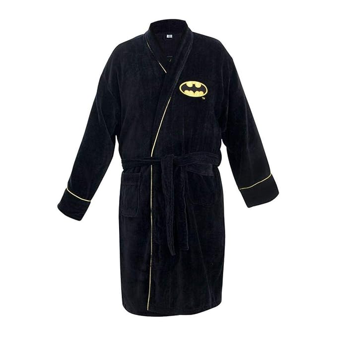 GroovyHerren Morgenmantel, Einfarbig Schwarz Schwarz, Black, M