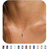 JSJOY S925 Birthstone Necklaces for Women Dainty Gold Emerald Green Necklace Sterling Silver Birthday Gifts for Teens Cubic Zirconia Diamond Necklaces Mothers Day Gifts
