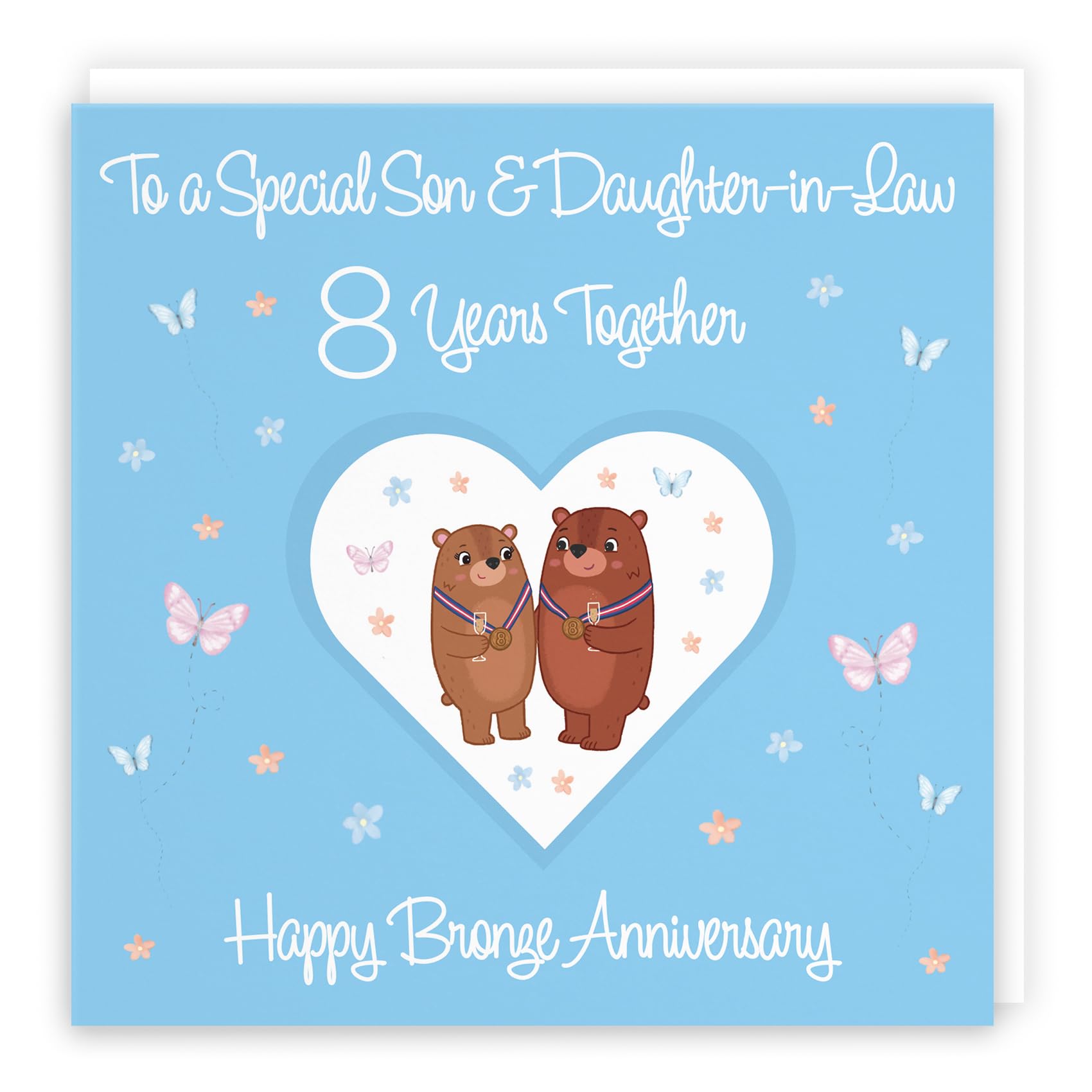 Hunts England - Son & Daughter-in-Law 8th Anniversary Card - 8 Years - Bronze Anniversary - Romantic Meadows - Fun Card - Eighth Anniversary Card For Son And Daughter-in-Law — image 1