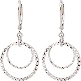 Leverback Earrings for Women, Trendy Silver Circle Dangle Drop Earrings Fashion Hammer Pattern Drop Jewelry for Birthday