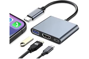 VIENON USB C to HDMI Multiport Adapter, USB C Hub, USB C to USB Adapter with 4K HDMI+ USB 3.0 5Gbps + 100W Power Delivery, USB C Dongle for iPhone 15, Samsung, MacBook, iPad pro,Chromebook, Dell, More