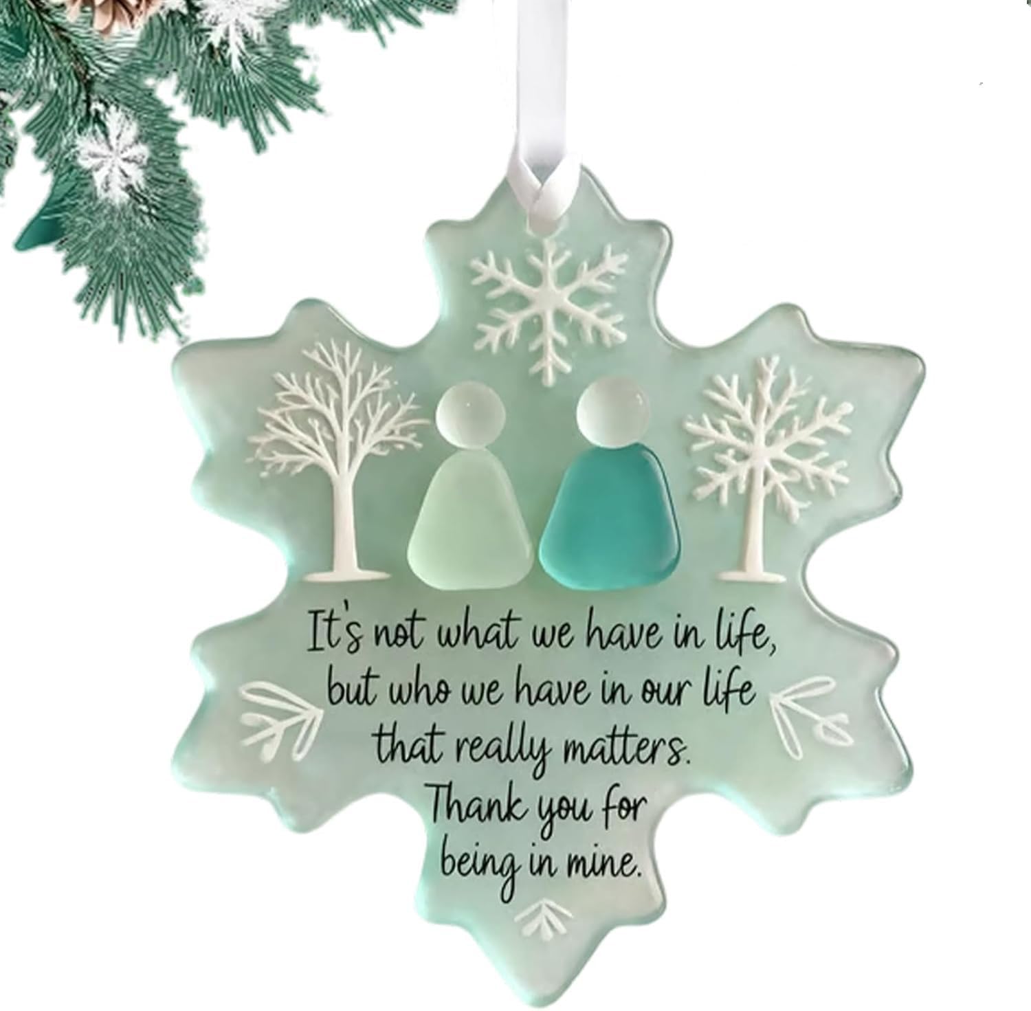 Photo 1 of (1pcs) Snowflake-Shaped Sea Glass Friendship Decor, Handcrafted Sea Glass Ornament, Timeless Friendship Keepsake Christmas Decoration, Wall Art Hanging Ornament for Friends