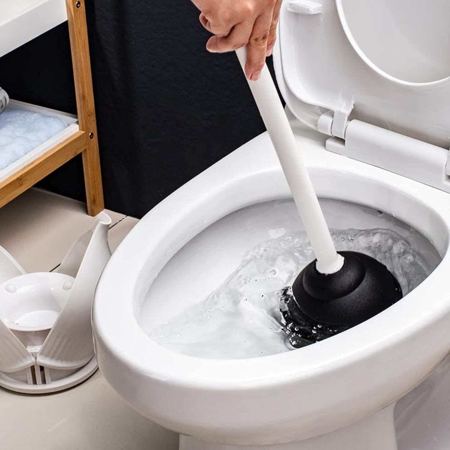 Toilet Plunger, Hideaway Toilet Plunger with Caddy , Plungers for Bathroom with Holder , Heavy Duty Toilet Plunger with Holder - White: Kitchen & Dining