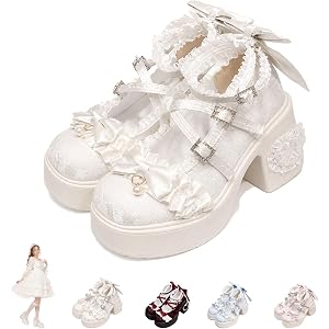 Women's Gothic Lolita Chunky Platform Mary Jane Shoes Chunky Heel Ankle Strap Uniform Shoes Heeled for Cosplay