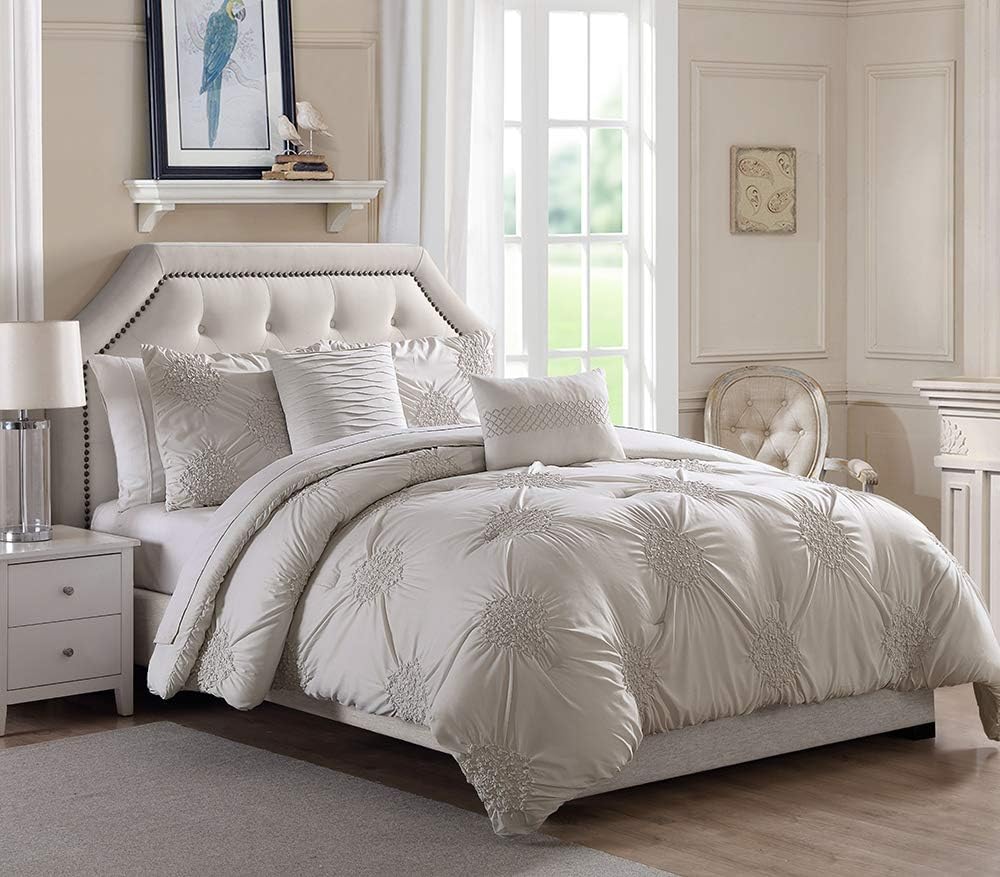 Amazon Com Bourina Queen Comforter Set 5 Piece Round Floral