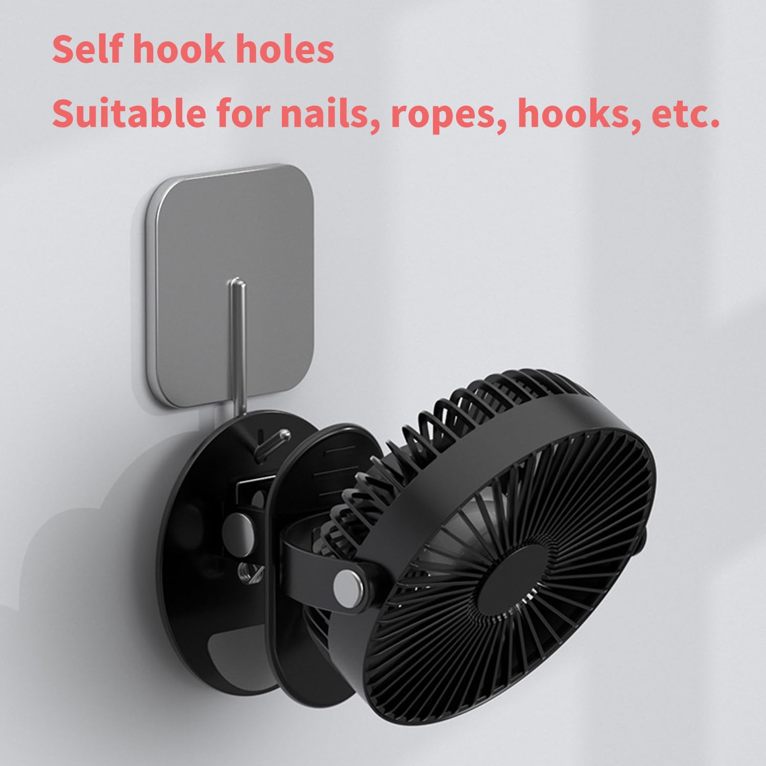 Clip on Fan,7 Inch 5000mAh Battery Operated Fan,Rechargeable Personal,3 in 1 Desk Portable Usb Fan,LED Light,3 Speeds,720°Rotation for Travel/Stroller/Bed/Office/Camping/Dorm/Bedroom(Black)