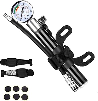 Amazon 空気入れ 自転車 携帯ポンプ 210psi 軽量 携帯 米式 仏式 英式バルブ対応 クロスバイク バイク ボール 浮き輪用 アタッチメント付属 Hwooo 携帯用ポンプ
