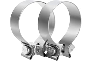Vitonsbay 3.0 Inch Exhaust Clamp,3 Inch Narrow Exhaust Muffler Band Clamp Stainless Steel(2Pcs)