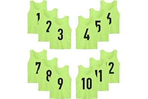 LTHYTY 12 Pack(1-12) Numbered Jerseys/Soccer Bibs/Scrimmage Pinnies/Team Training Vest for Adult Youth Kids.