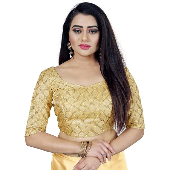 women's golden embroidered blouse material
