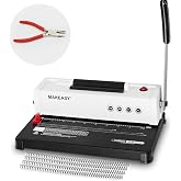 MAKEASY Spiral Binding Machine, 4:1 Pitch, 12 Sheets Punch Capacity, Electric Coil Insert, Book Binder Machine for A4/A5/Letter Size Paper, Come with 1 Box pcs 5/16'' Coils &amp; Pliers