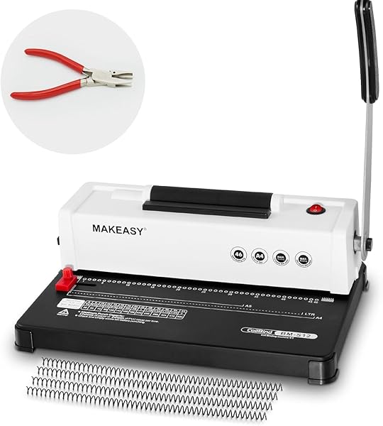 MAKEASY SPIRAL BINDING MACHINE, 12 SHEETS PUNCH CAPACITY,...