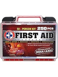 "Be Smart Get Prepared 250 Piece First Aid Kit, Exceeds OSHA ANSI Standards for 50 People - Office, Home, Car, School, Emergency, Survival, Camping, Hunting, and Sports "