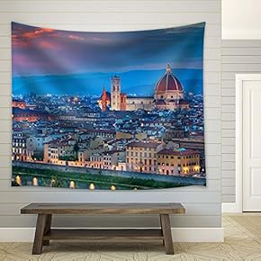 Florence, Italy at Sunset - Fabric Tapestry, Home Decor - 51x60 inches