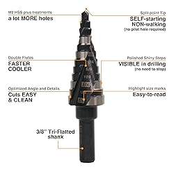Jerax tools 3/16-7/8 Inch Step Drill Bit, M2 HSS