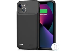 BOVSRT Battery Case for iPhone 13, [7000mAh] Slim Rechargeable Smart Extended Charging Case Compatible with iPhone 13 (6.1 inch) Backup Power Battery Pack Charger Rubber Case-Black