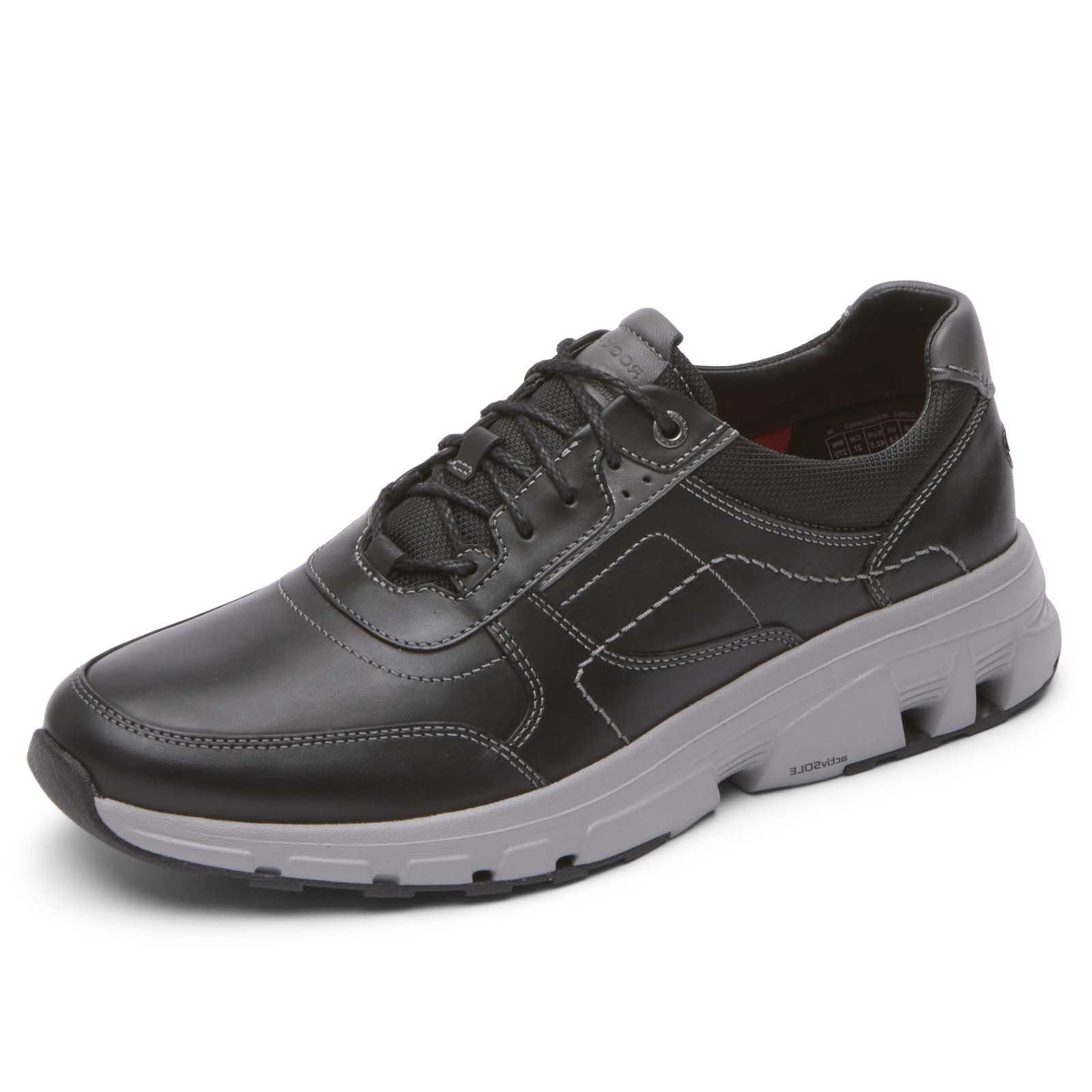 Rockport Men’s reBOUNDX Ubal Sneaker, Black Leather, 11.5 Wide
