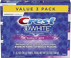 Crest 3D White Toothpaste Radiant Mint 4.1 oz (3 pack) Packaging May Vary