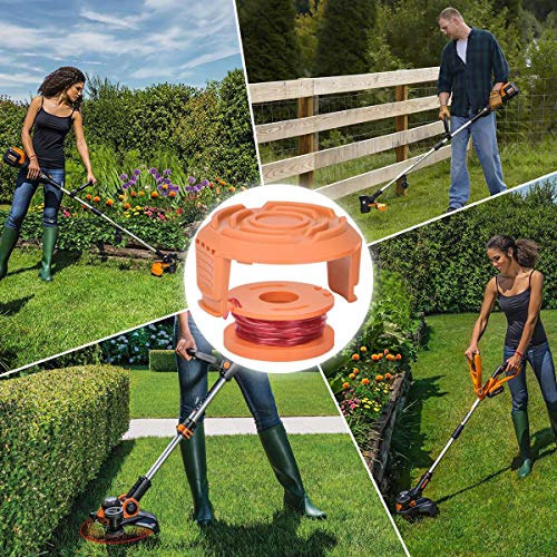 Generep Weed Eater String Generic Replacement Trimmer Line for Worx WA0010 WG180 WG163 Spools,10 ft/0.065 Inch Trimmer String Refills Parts,WA6531 GT Spools Cap Cover(8 Spools, 2 Caps)