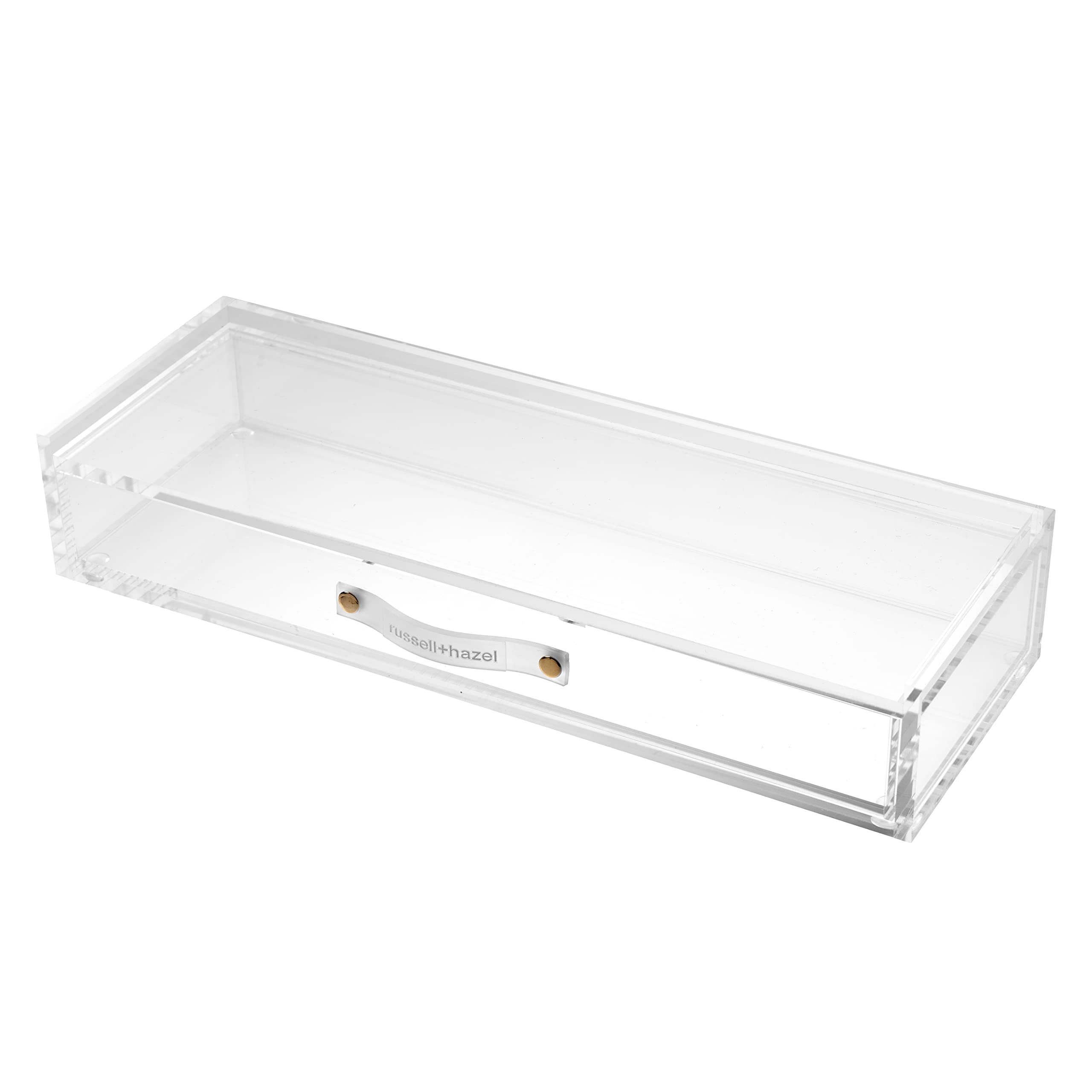 RUSSELL+HAZEL Acrylic Drawer Organizer, Office Supplies, Clear, with Handle, 4.5” x 12” x 2.25”